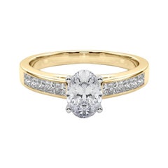 GIA 0.93ct Oval Princess Channel Solitaire Center Yellow Gold Diamond Ring