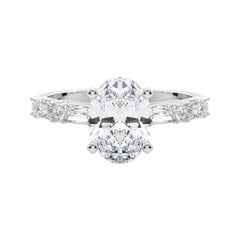 GIA 0.93ct Oval Round & Baguette Channel Band  Diamond Ring