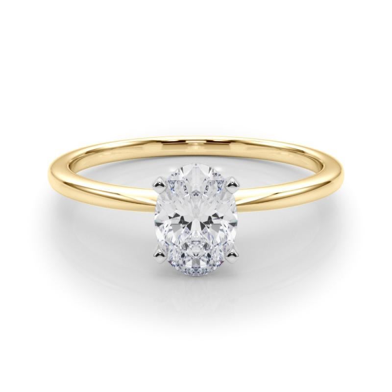 GIA 0,93ct Oval Slim Band Prong Set Solitaire in oro giallo 18K Diamond Ring