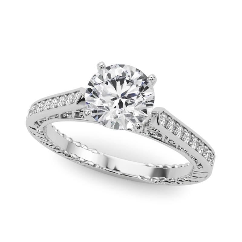 GIA 0.93ct Anillo de Diamantes Catedral Filigrana Vintage Redondo Fancy Corte redondo en venta