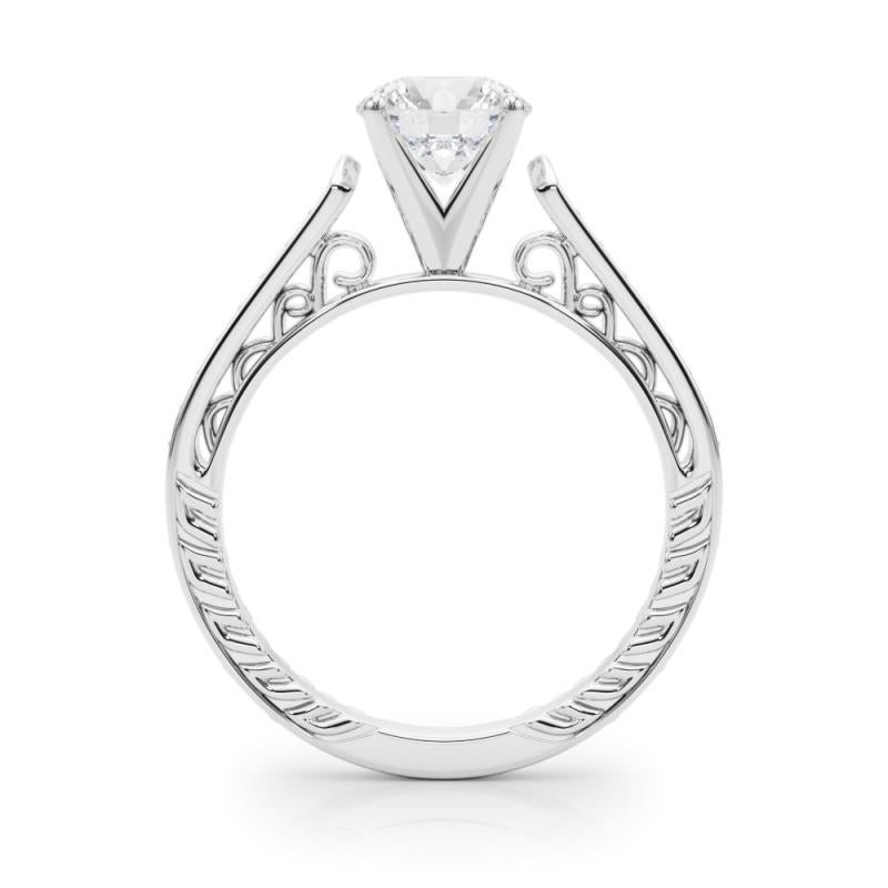 GIA 0.93ct Anillo de Diamantes Catedral Filigrana Vintage Redondo Fancy en Nuevo estado para la venta en New York, NY