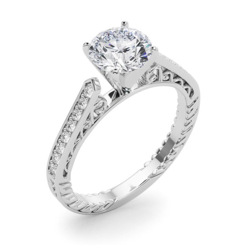 De las mujeres GIA 0.93ct Anillo de Diamantes Catedral Filigrana Vintage Redondo Fancy en venta