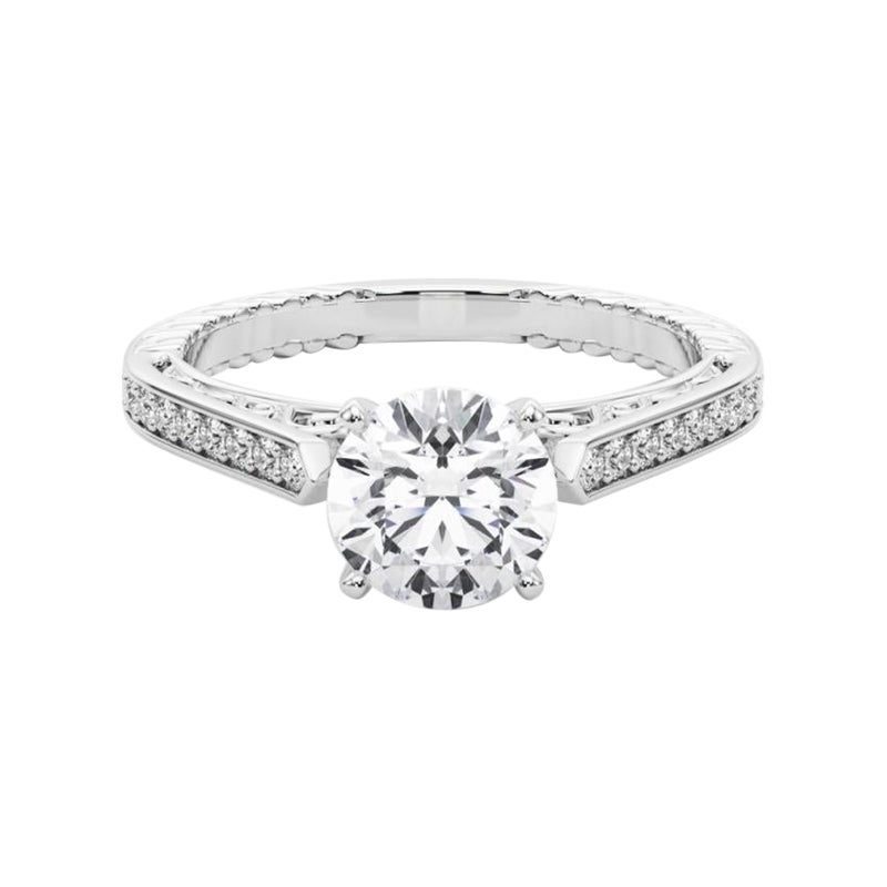 GIA 0,93ct Runde Fancy Vintage Filigree Kathedrale Diamantring