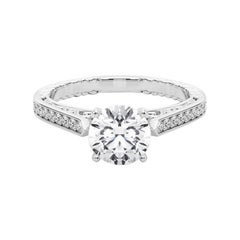 GIA 0.93ct Round Fancy Vintage Filigree Cathedral Diamond Ring