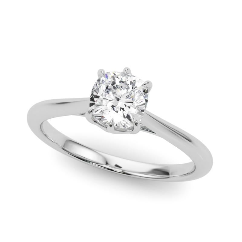 GIA 0,94 Karat Kissen Solitär Tulip Cathedral 18K Weißgold Diamantring (Kissenschliff) im Angebot