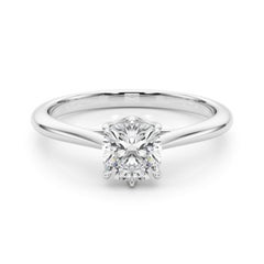 GIA 0.94 Carat Cushion Solitaire Tulip Cathedral Bague diamant en or blanc 18K
