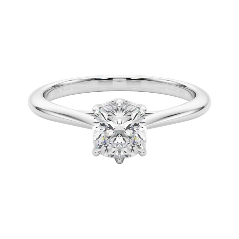 GIA 0,94 Karat Kissen Solitär Tulip Cathedral 18K Weißgold Diamantring