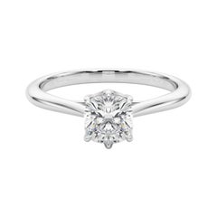 GIA 0,94 Karat Kissen Solitär Tulip Cathedral 18K Weißgold Diamantring