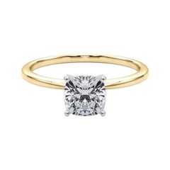 GIA 0,94ct Fascia sottile a cuscino con solitario incastonato in oro giallo 18K
