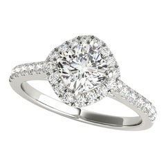 GIA 0.94ct Cuscino Quadrato Halo Filigrana Fiore Pave Oro Bianco Anello di Diamanti