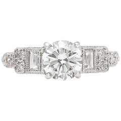 GIA Anillo de compromiso de diamantes en platino de 0,95 quilates E/VS2