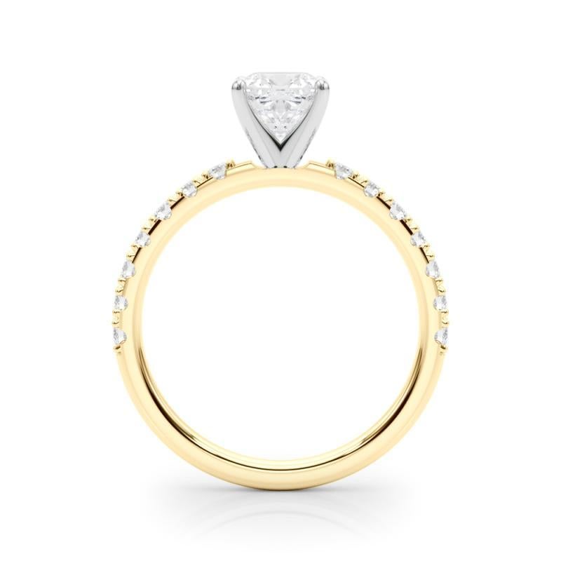 GIA 0,95 ct Solitario de cojín con media eternidad Anillo de diamantes de oro amarillo de 18 quilates en Nuevo estado para la venta en New York, NY