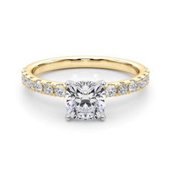 GIA 0.95ct Cushion Solitaire with Half Eternity 18K Yellow Gold Diamond Ring