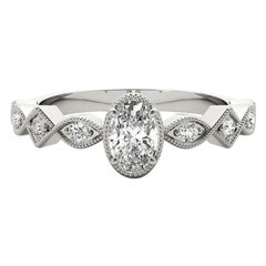 GIA 0.95ct Oval Art Deco Mixed-Cut Geometric Bezel Diamond Ring