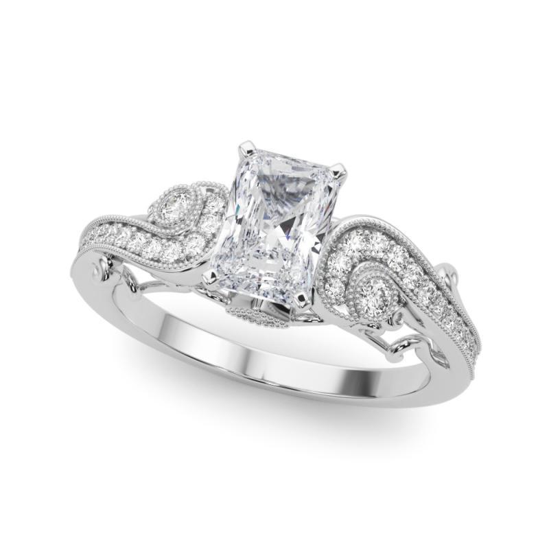 GIA 0.96 Karat Strahlender Drei-Stein-Bypass in geschwungener Form  Diamantring (Radiantschliff) im Angebot