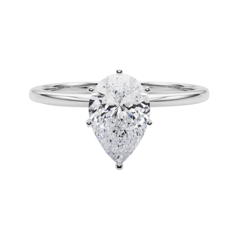 GIA 0,96ct Birne Prong Set Solitär Slim Band 18K Weißgold Diamantring