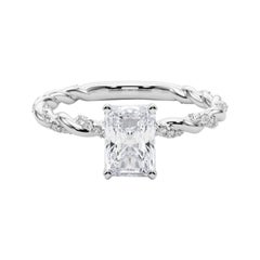 GIA 0.96ct Radiante Micro Pave Fascia a treccia intrecciata  Anello con diamante