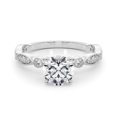 GIA 0.97 Carat Round Brilliante & Marquise Vintage 18K White Gold Diamond Ring