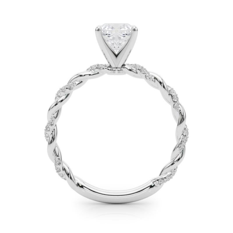 GIA 0,97ct Cuscino Micro Pave Fascia a treccia intrecciata  Anello con diamante In condizioni Nuovo in vendita a New York, NY
