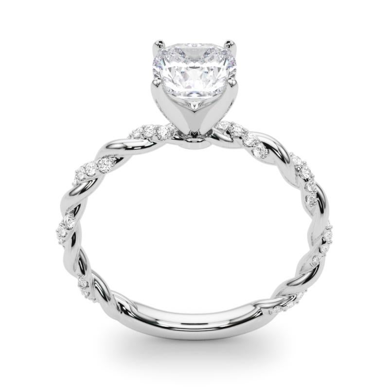 Donna GIA 0,97ct Cuscino Micro Pave Fascia a treccia intrecciata  Anello con diamante in vendita
