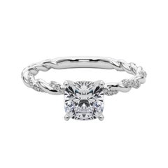 GIA 0,97ct Cuscino Micro Pave Fascia a treccia intrecciata  Anello con diamante