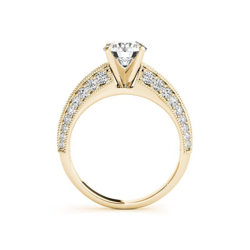 Taglio rotondo GIA 0,97ct Solitario rotondo e anello a canale con diamante a taglio in oro giallo 18K in vendita