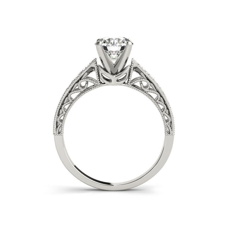 Taglio rotondo GIA 0,97ct Anello con diamanti traliccio traliccio solitario rotondo in oro bianco in vendita