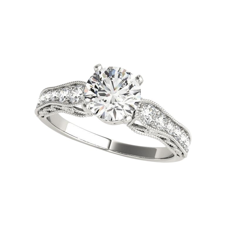 GIA 0,97ct Anello con diamanti traliccio traliccio solitario rotondo in oro bianco