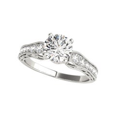 GIA 0,97ct Anello con diamanti traliccio traliccio solitario rotondo in oro bianco
