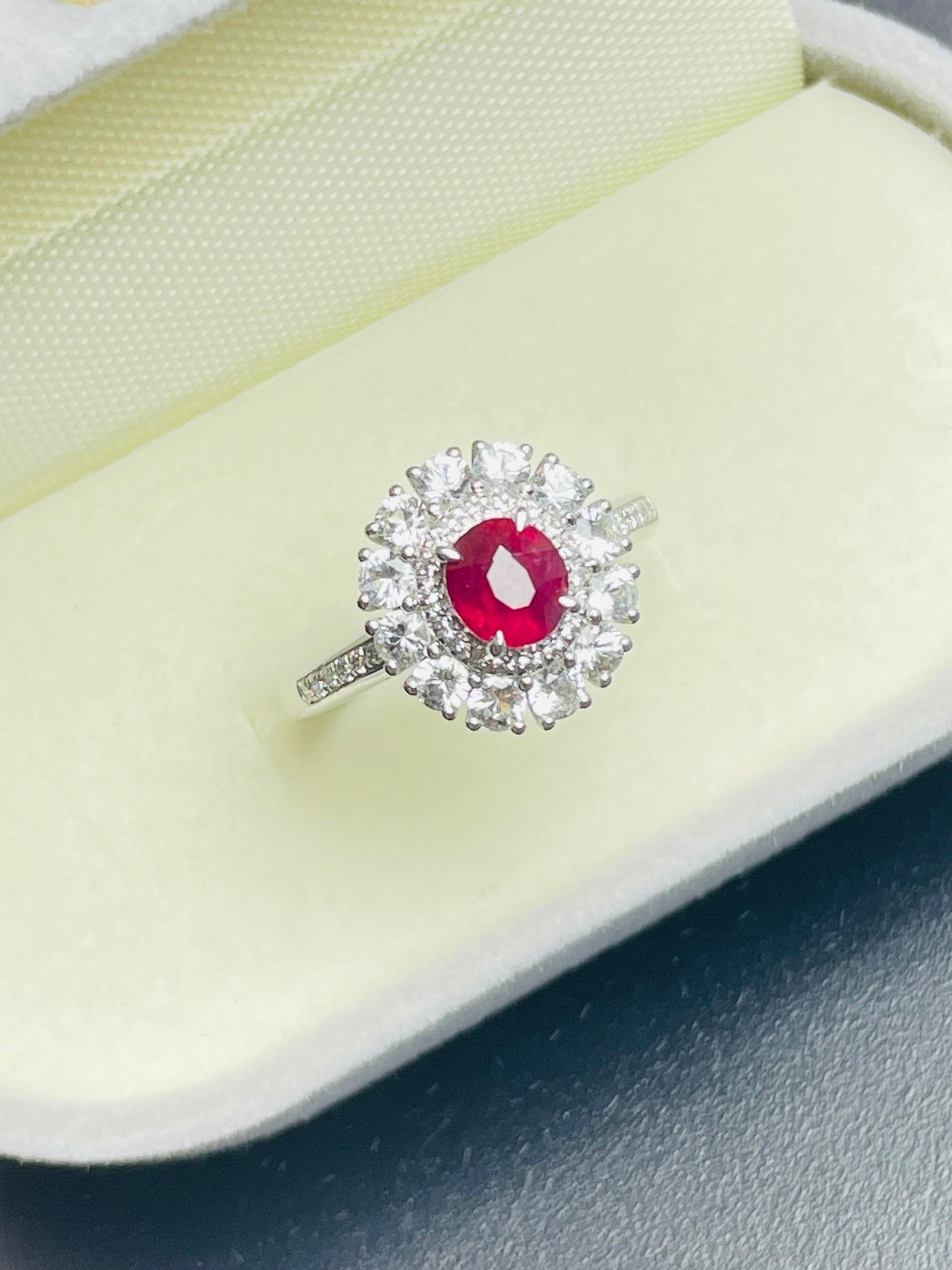 GIA 0.98 Ct Burma Unheated Ruby Pigeon blood Ring platinum Gold Ring For Sale 6