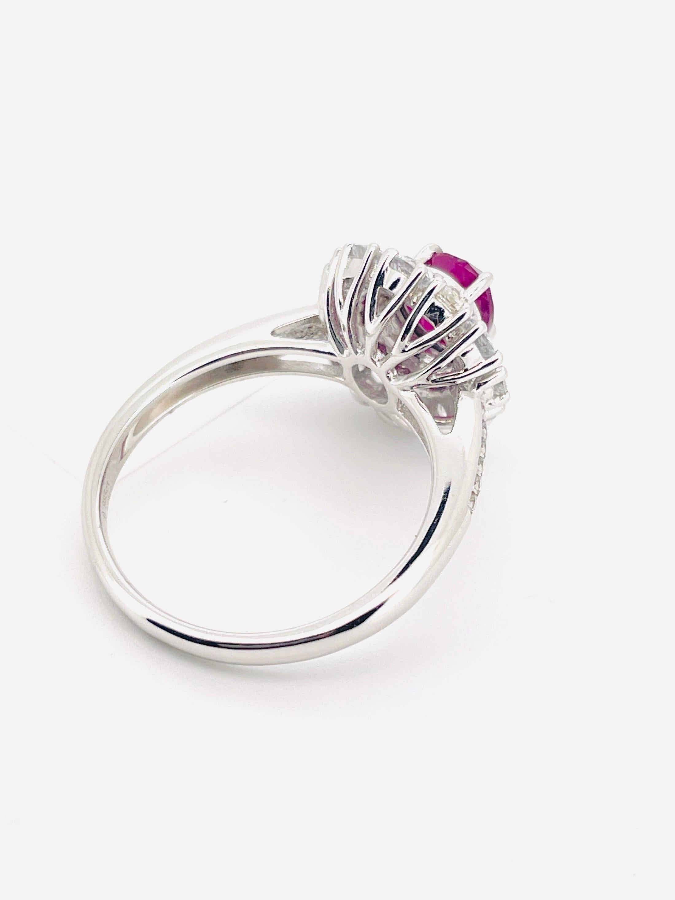 GIA 0.98 Ct Burma Unheated Ruby Pigeon blood Ring platinum Gold Ring For Sale 9