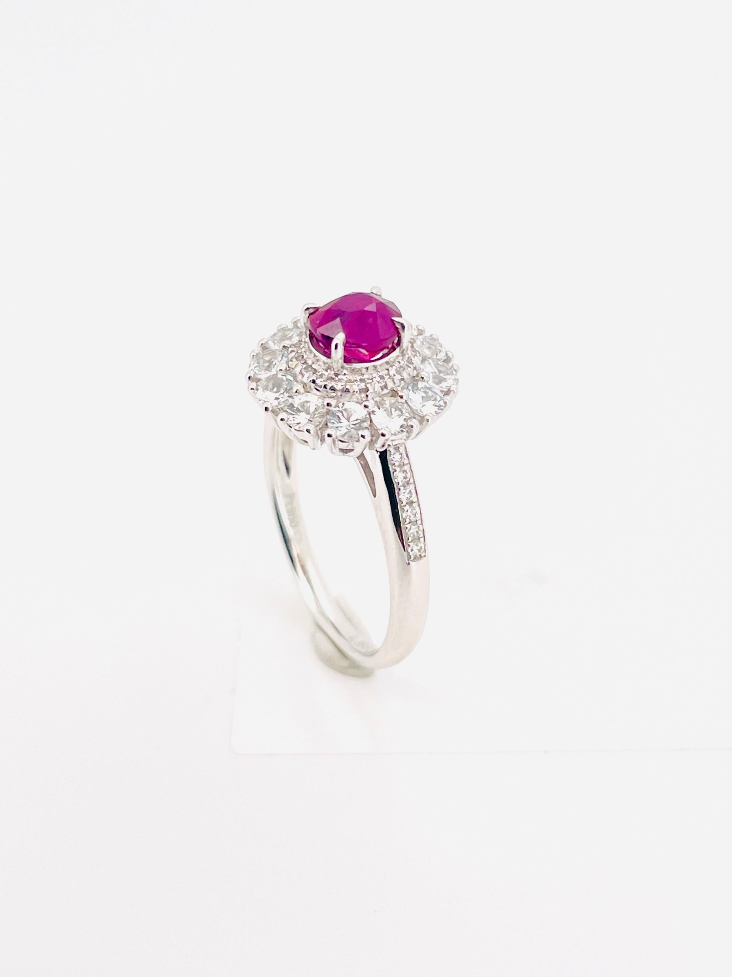 GIA 0.98 Ct Burma Unheated Ruby Pigeon blood Ring platinum Gold Ring For Sale 10
