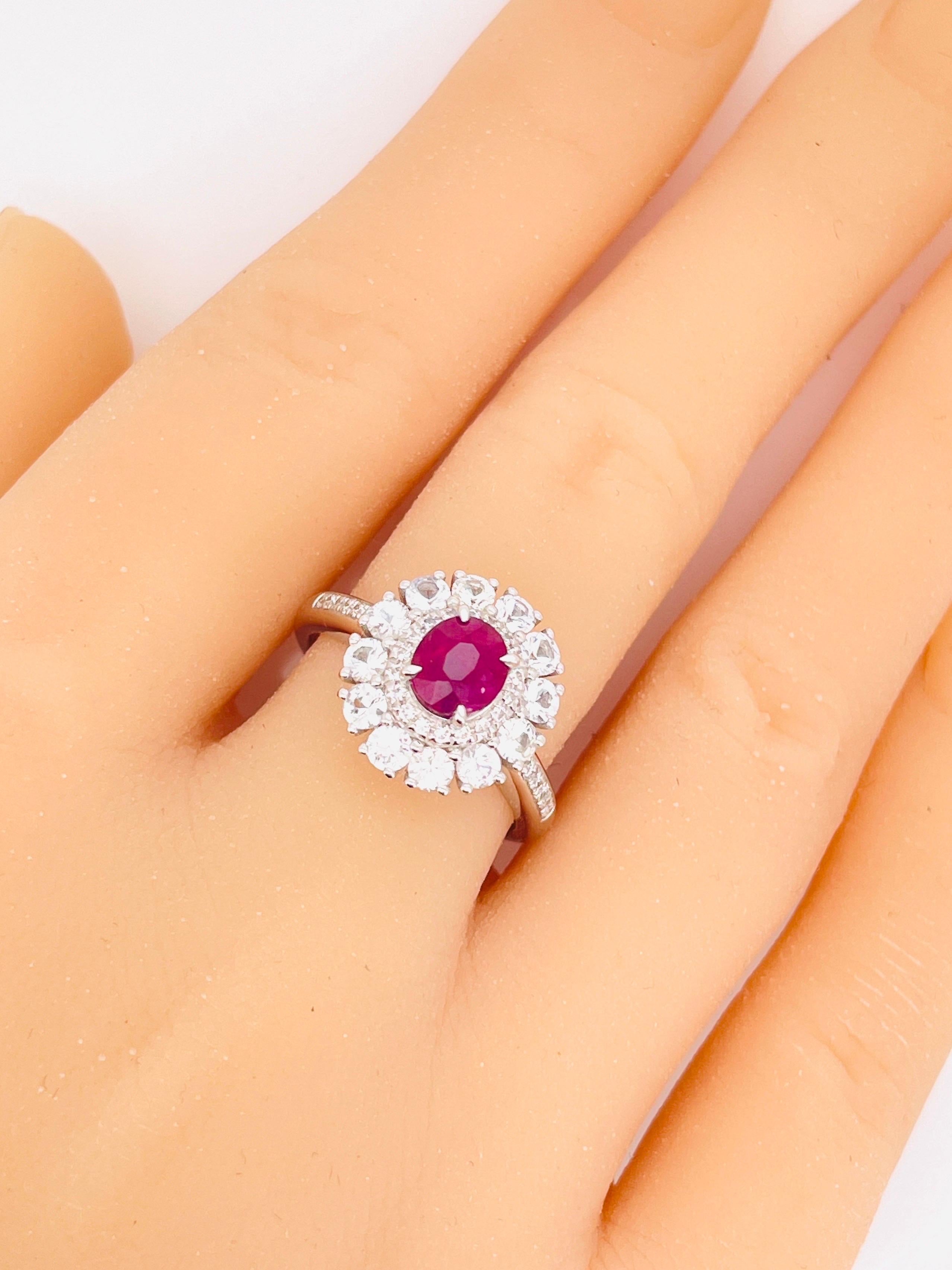 Women's GIA 0.98 Ct Burma Unheated Ruby Pigeon blood Ring platinum Gold Ring For Sale