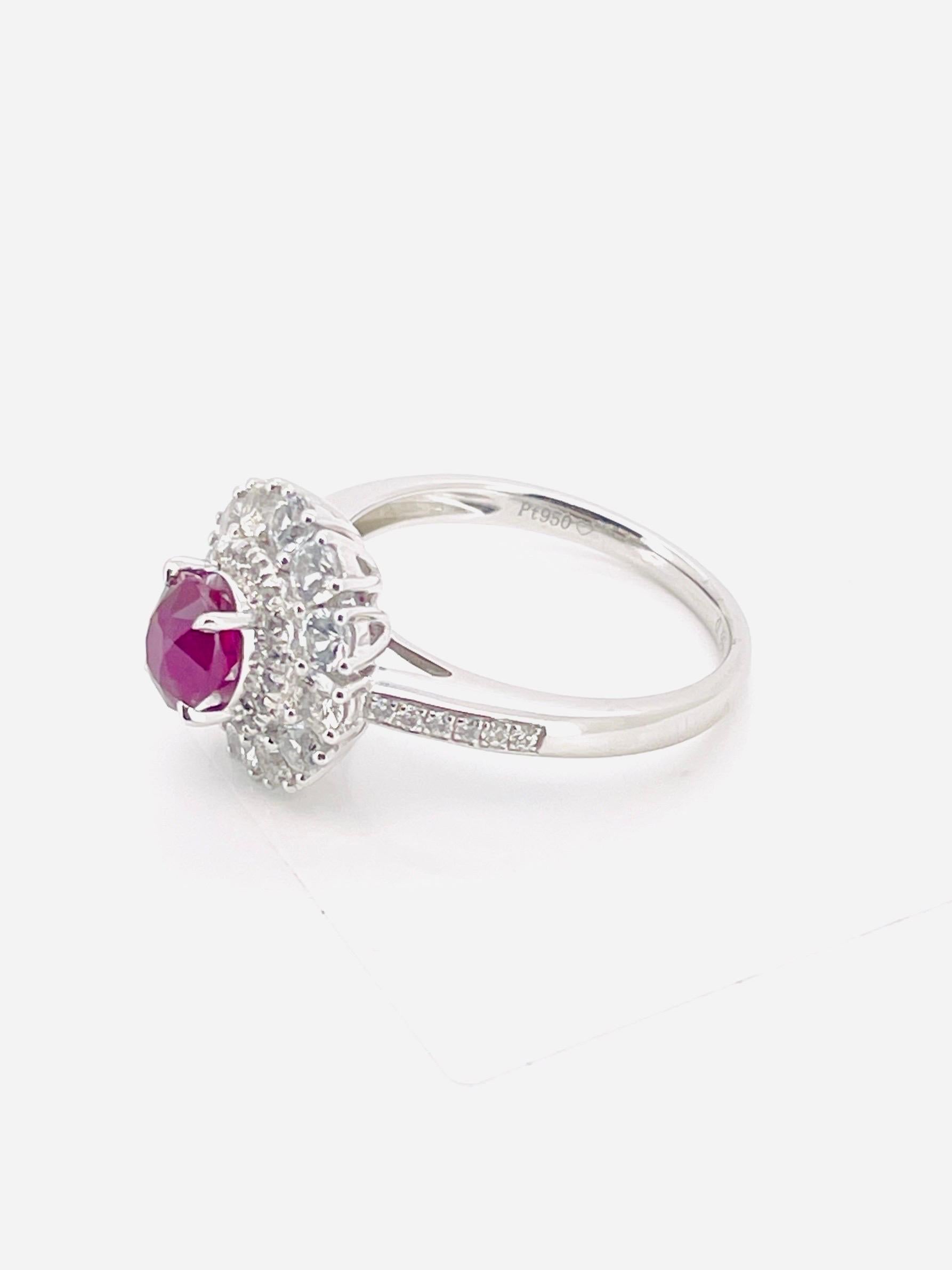 GIA 0.98 Ct Burma Unheated Ruby Pigeon blood Ring platinum Gold Ring For Sale 1