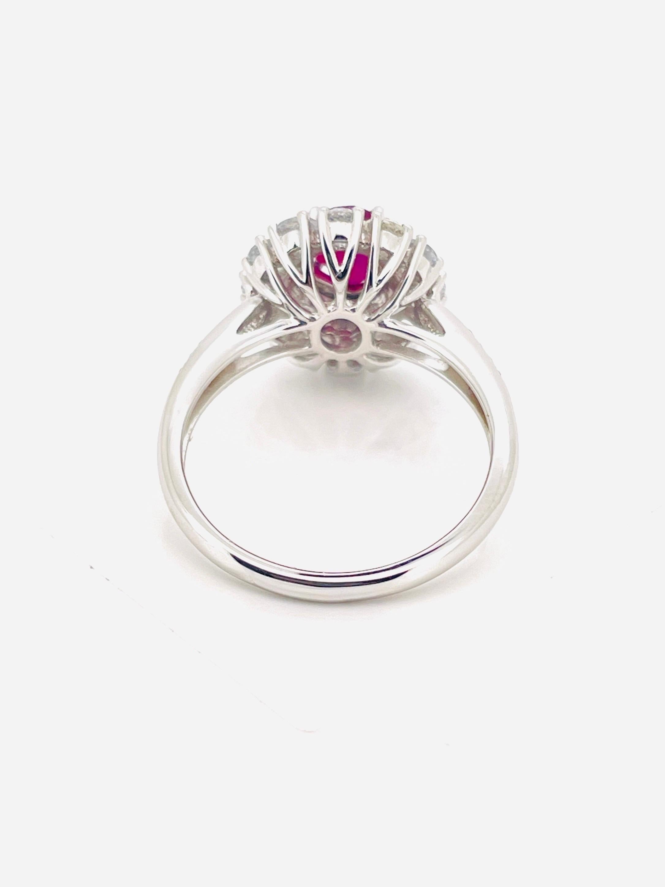 GIA 0.98 Ct Burma Unheated Ruby Pigeon blood Ring platinum Gold Ring For Sale 4