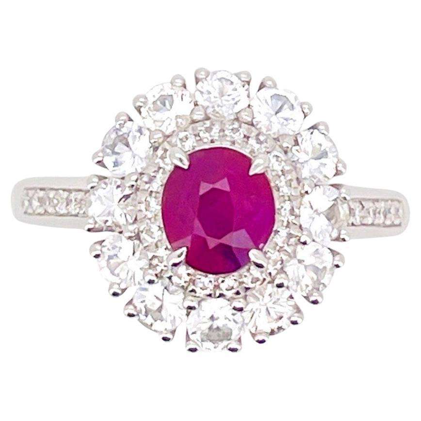 GIA 0.98 Ct Burma Unheated Ruby Pigeon blood Ring platinum Gold Ring