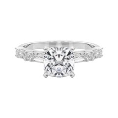 GIA 0.9ct Cushion Round & Baguette Channel Band  Diamond Ring