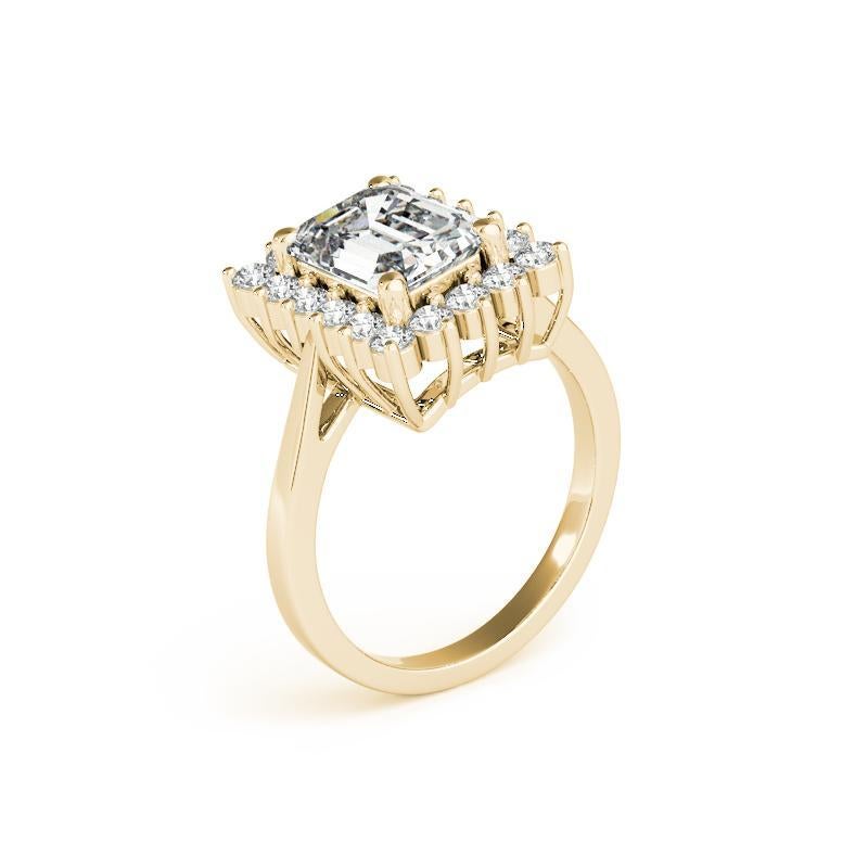 Women's GIA 0.9ct Emerald Rectangular Halo Anniversary 18K Yellow Gold Diamond Ring For Sale