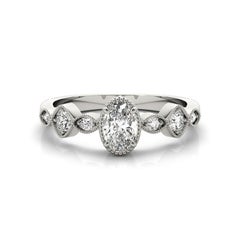 GIA 0.9ct Oval Bezel Set Multi-Stone Milgrain  Diamond Ring