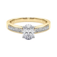 GIA 0.9ct Oval Princess Channel Solitaire Center Anello con diamanti in oro giallo