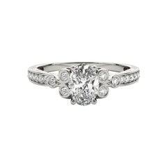 GIA 0.9ct Oval Vintage Bezel Openwork Cathedral Diamond Ring GIA 0.9ct Oval Vintage Bezel Openwork Cathedral Diamond Ring