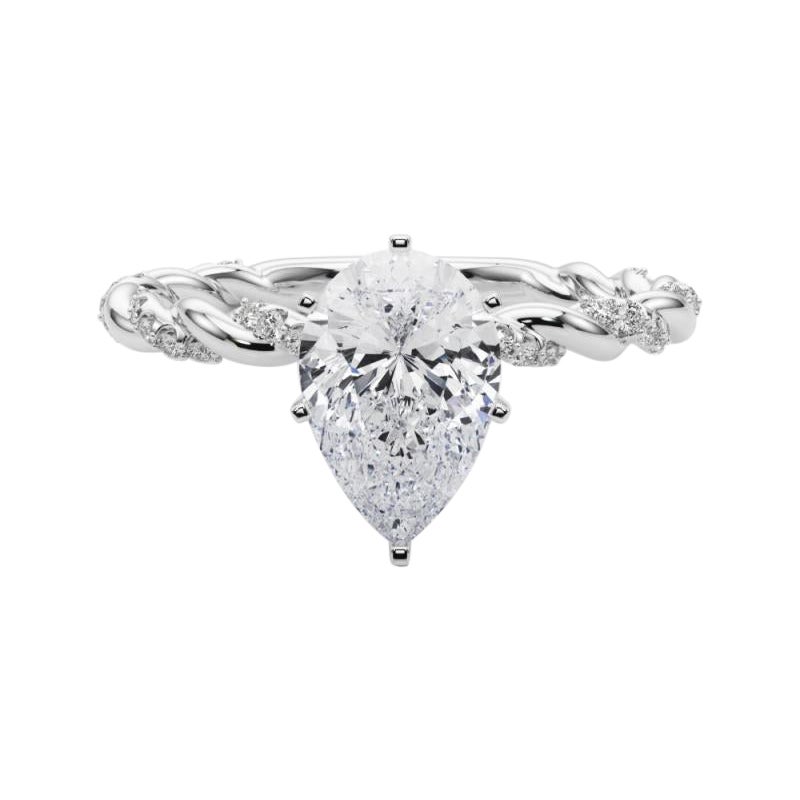 GIA 0.9ct Pave Micro Pave Pera Trenzado Anillo Anillo de diamantes