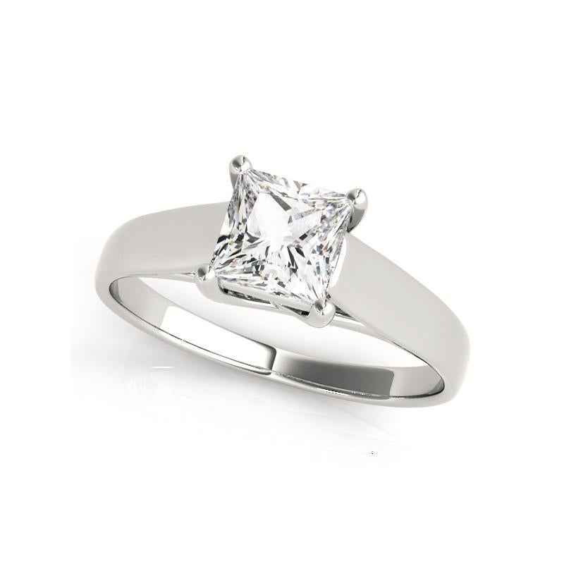 Taille princesse GIA 0.9ct Princess Solitaire Entwined Prong Cathedral Diamond Ring en vente
