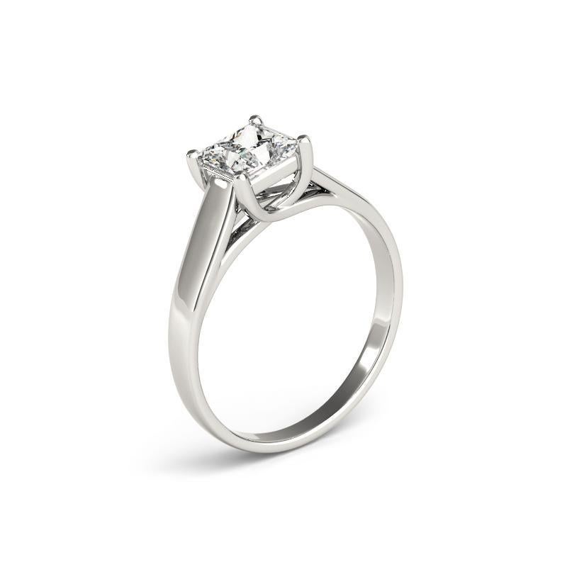GIA 0.9ct Princess Solitaire Entwined Prong Cathedral Diamond Ring Pour femmes en vente
