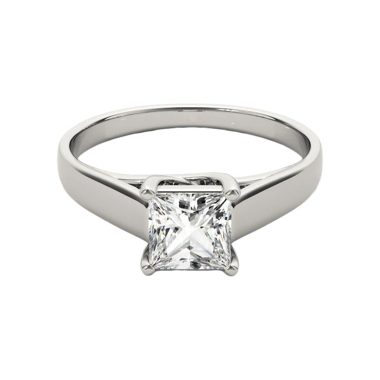 GIA 0.9ct Princess Solitaire Entwined Prong Cathedral Diamond Ring