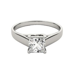 GIA 0.9ct Princess Solitaire Entwined Prong Cathedral Diamond Ring