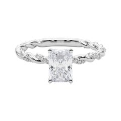 GIA 0,9ct Radiant Micro Pave Twisted Braid Band in oro bianco 18K Diamond Ring