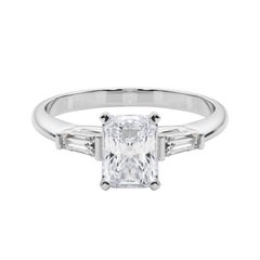 GIA 0.9ct Radiant Three-Stone Tapered Baguette  Diamond Ring
