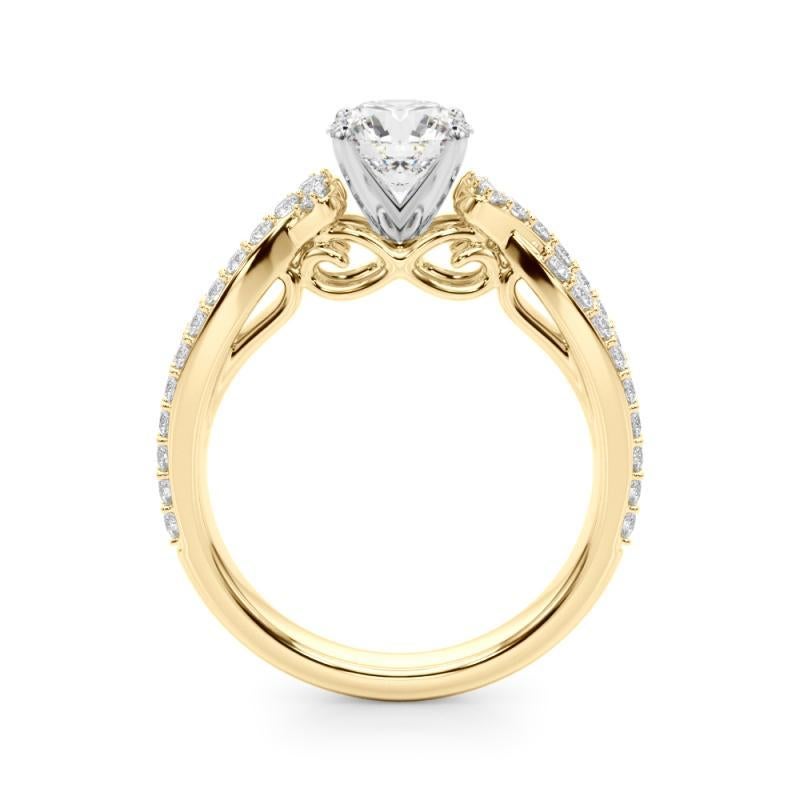 Round Cut GIA 0.9ct Round Crossover Double Band Vintage 18K Yellow Gold Diamond Ring For Sale