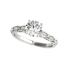 GIA 0.9ct Round Multi-Level Marquise Trellis 18K White Gold Diamond Ring